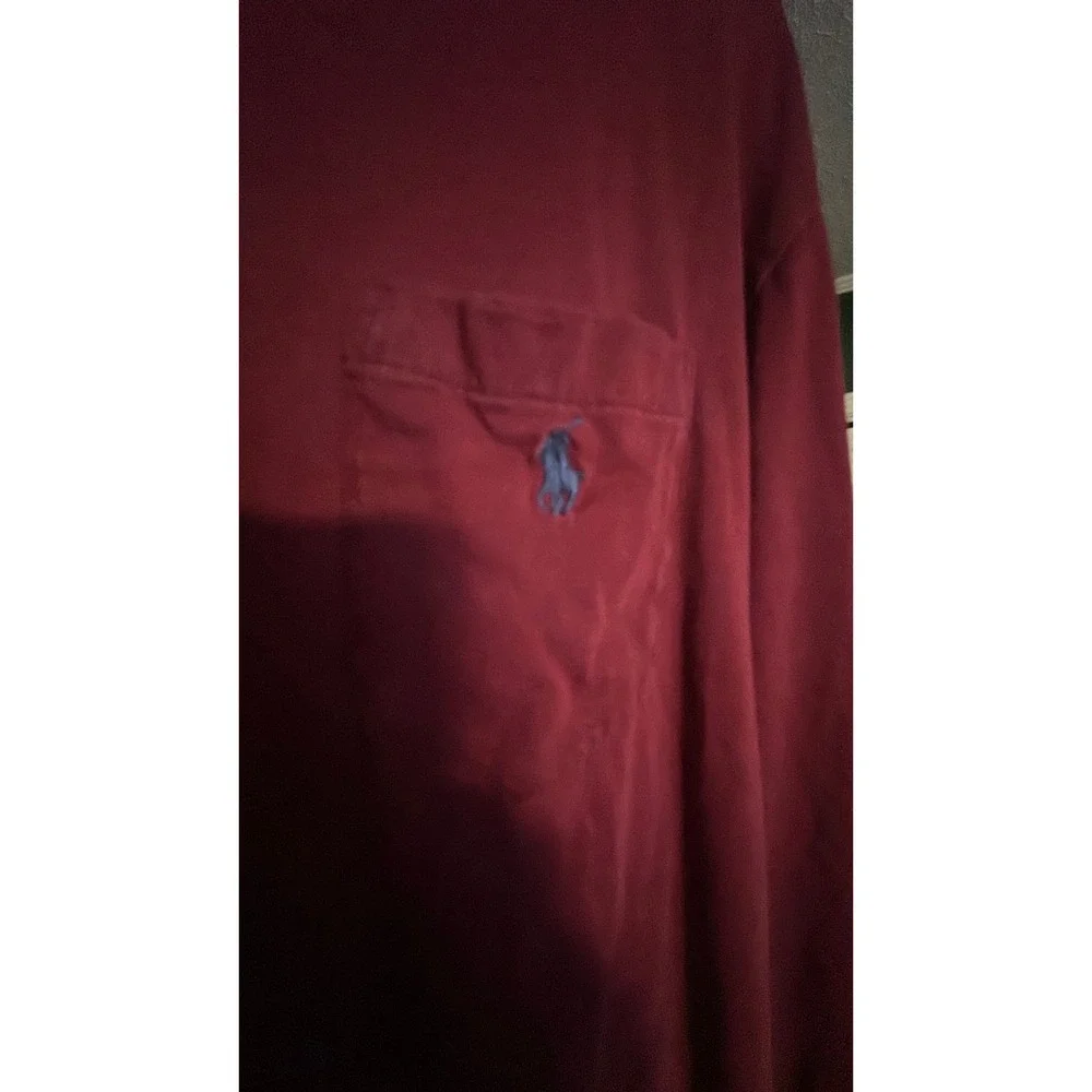 Polo Ralph Lauren maroon long sleeve T-shirt with dark blue pony size medium 230